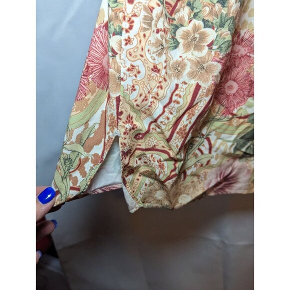 Soft Surroundings Blouse Women’s S Peach Rust Green Floral Tunic Cottage Fairy - Picture 5 of 14